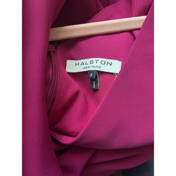 Halston Heritage Drop Waist Tiered Ruffle Ball Gown Pink size 2 - Picture 6 of 7